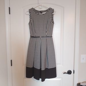 Calvin Klein Black & White Houndstooth-esque Dress